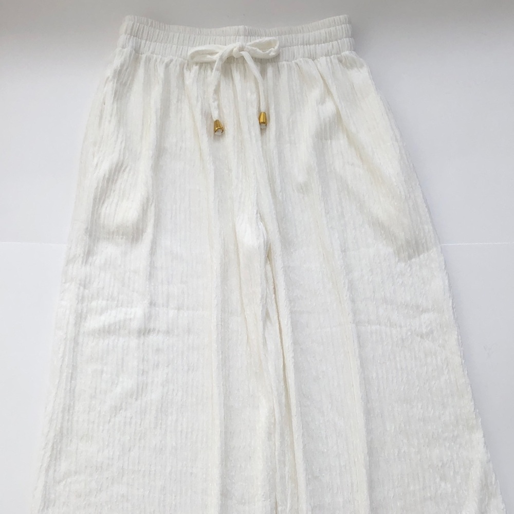 White Sheer Wide-Leg Pants